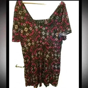 Torrid black midi dress with pink floral detail